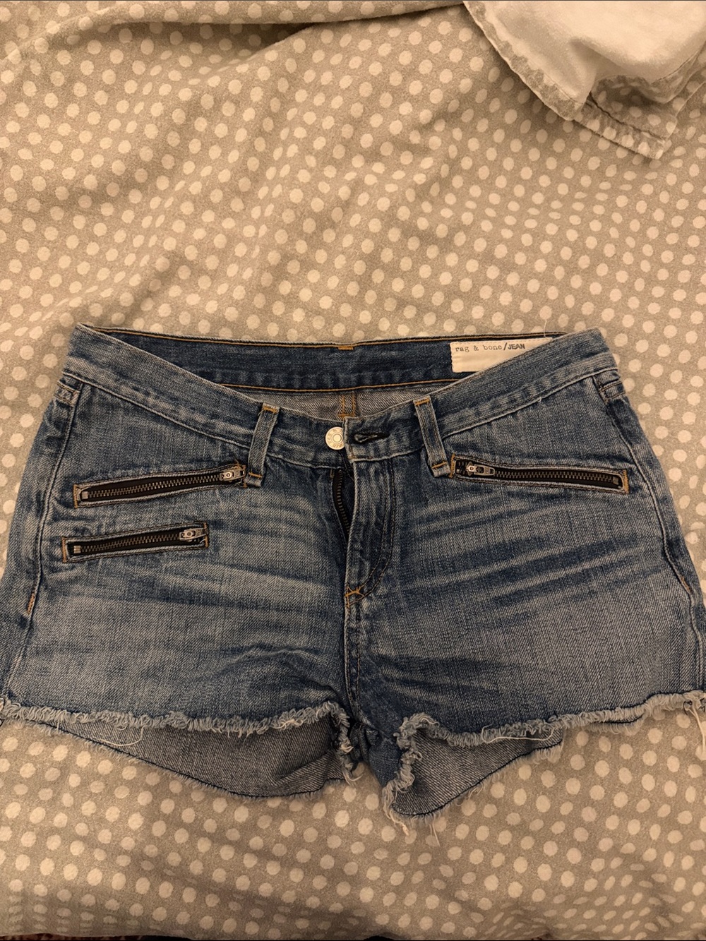rag & bone Distressed Denim Jean Shorts - Blue Wash